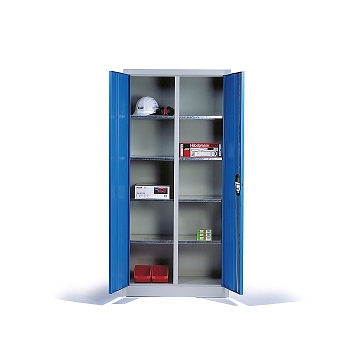 Nářaďová skříň kombinovaná - 2x4 police 93x50x195 cm, tm. modrá dvířka