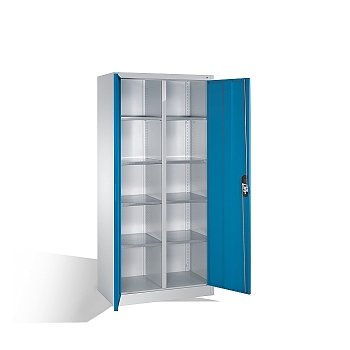 Nářaďová skříň kombinovaná - 2x4 police 93x50x195 cm, sv. modrá dvířka