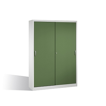 Nářaďová skříň s posuvnými dveřmi, 2x4 police 160x40x195 cm, zelené dveře