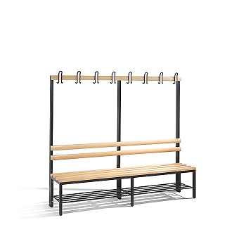 Voln stojc lavice do atny s bukovm sedkem, rotem a 4 vky 196x35x165 cm