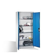 Kovová skříň na nářadí, 4 police 93x40x195 cm, sv. modré dveře