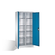Nářaďová skříň kombinovaná - 2x4 police 93x50x195 cm, sv. modrá dvířka