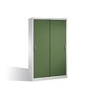 Nářaďová skříň s posuvnými dveřmi, čtyři police 120x40x195 cm, zelené dveře