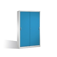 Nářaďová skříň s posuvnými dveřmi, čtyři police 120x40x195 cm, sv. modré dveře