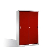 Nářaďová skříň s posuvnými dveřmi, čtyři police 120x40x195 cm, červené dveře