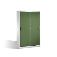 Nářaďová skříň s posuvnými dveřmi, čtyři police 120x50x195 cm, zelené dveře