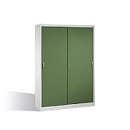 Nářaďová skříň s posuvnými dveřmi, 2x4 police 160x40x195 cm, zelené dveře