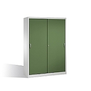 Nářaďová skříň s posuvnými dveřmi, 2x4 police 160x50x195 cm, zelené dveře