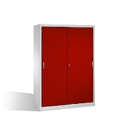 Nářaďová skříň s posuvnými dveřmi, 2x4 police 160x50x195 cm, červené dveře