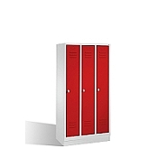 Trojdílná šatní skříň CLASSIC na soklu 90x50x185 cm, červená dvířka