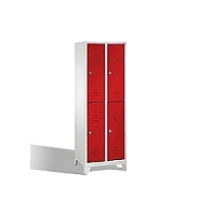 Dvojdílná dělená šatní skříň CLASSIC, 4 dveře na nohách, 61x50x185 cm, červená dvířka