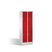 Dvojdílná dělená šatní skříň CLASSIC, 4 dveře na soklu, 61x50x185 cm, červená dvířka
