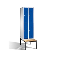 Dvojdílná dělená šatní skříň CLASSIC, 4 dveře na podlavičce, 61x50/81x185 cm, tm. modrá dířka