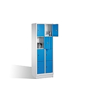 Šatní 8-mi box CLASSIC na soklu, 2 oddíly, 4 dvířka nad sebou, 61x50x185 cm, sv. modrá dvířka