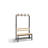 Volně stojící lavice do šatny s bukovým sedákem, roštem a 4 věšáky 100x35x165 cm