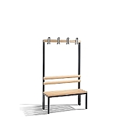 Volně stojící lavice do šatny s bukovým sedákem a 4 věšáky 100x35x165 cm