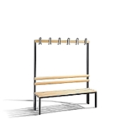 Volně stojící lavice do šatny s bukovým sedákem a 4 věšáky 150x35x165 cm