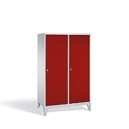 Šatní skříň CLASSIC pro 2 osoby, čistý/špinavý prostor na nohách 119x50x185 cm, červená dvířka