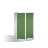 Šatní skříň CLASSIC pro 2 osoby, čistý/špinavý prostor na soklu 119x50x180 cm, zelená dvířka