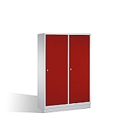 Šatní skříň CLASSIC pro 2 osoby, čistý/špinavý prostor na soklu 119x50x180 cm, červená dvířka