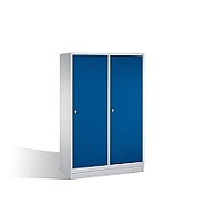 Šatní skříň CLASSIC pro 2 osoby, čistý/špinavý prostor na soklu 119x50x180 cm, tm. modrá dvířka